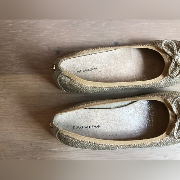 Stuart Weitzman Kids Gold Glitter Ballet Flats - Size 2 Kids - Picture 3 of 8
